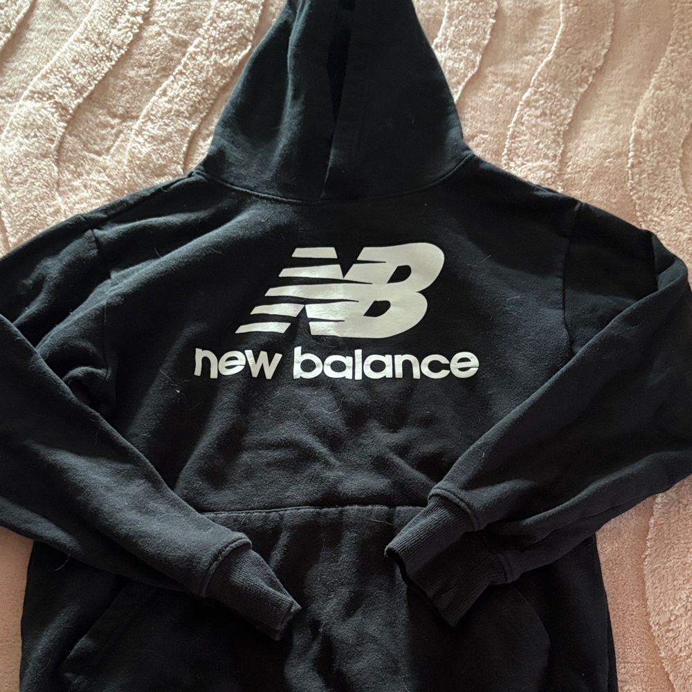 New Balance Black and White Logo Hoodie